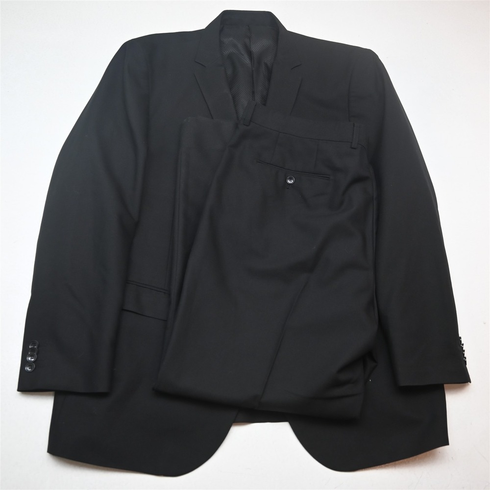 Bocaccio Uomo 50L 44x32 Black Hopsack Mens Jacket Pants Suit